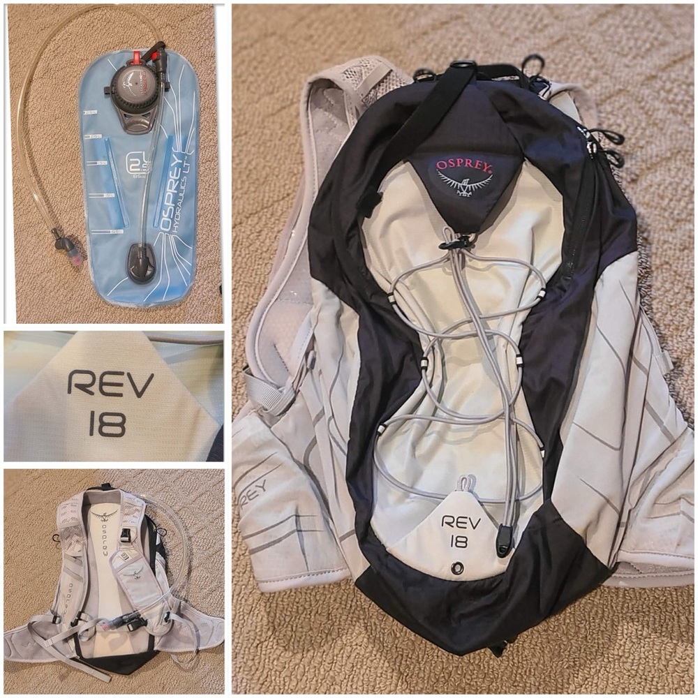Osprey Rev 18 Men's Hiking Backpack - Black and Gray with 2.5 L bladder